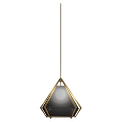 Harlow Small Pendant in Satin Brass & Smoked Gray Glass