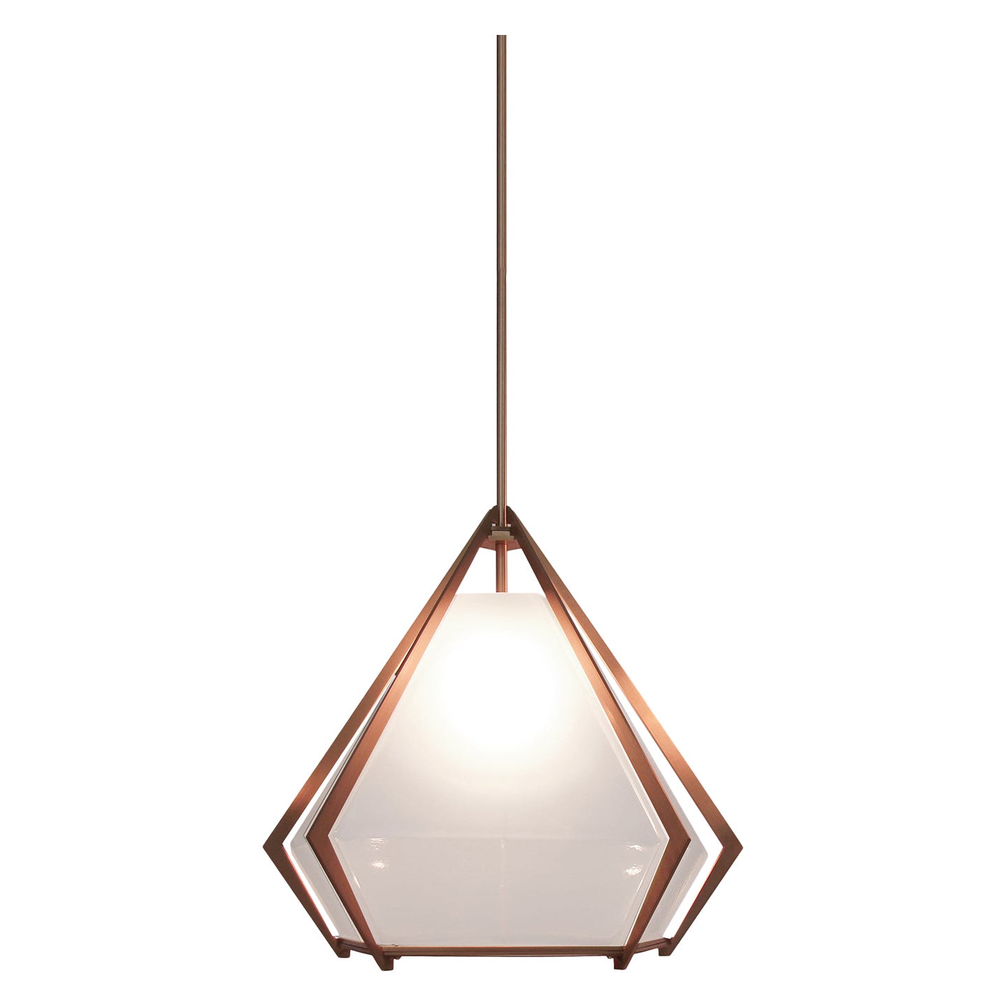 Harlow Large Pendant in Satin Copper & Alabaster White Glass