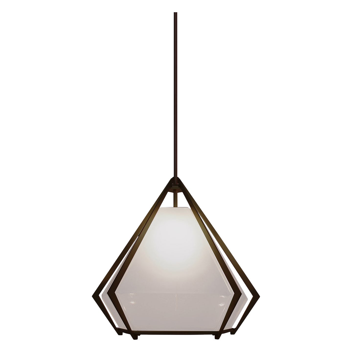 Harlow Large Pendant in Satin Bronze & Alabaster White Glass For Sale
