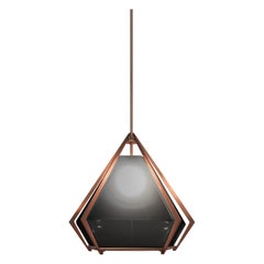 Harlow Large Pendant in Satin Copper & Smoked Gray Glass