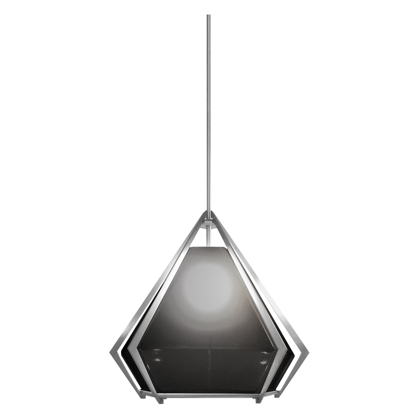 Harlow Large Pendant in Satin Nickel & Smoked Gray Glass For Sale