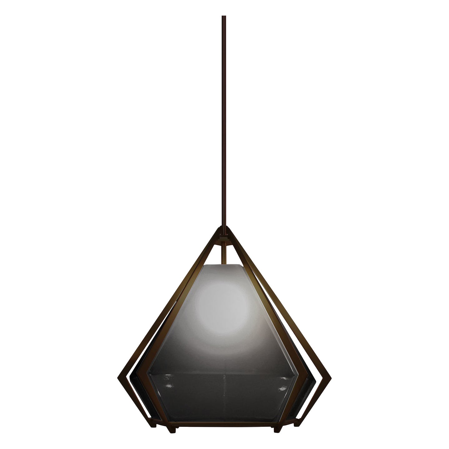 Harlow Large Pendant in Satin Bronze & Smoked Gray Glass For Sale