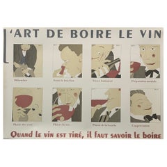 Vintage Poster L'Art de Boire le Vin d'apres Martin, circa 1980 French Wine