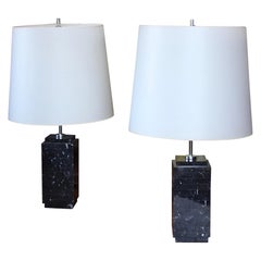 Pair of black marble Florence Knoll table lamp