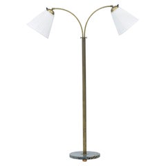 Swedish Modern Floor lamp with marble and brass, 1940s