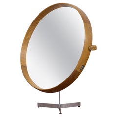 1950s Table mirror in beech and brushed steel by Uno & Östen Kristiansson