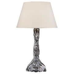 A French 20th Century Baccarat Twisted Clear Glass Column Table Lamp
