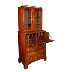 Antique Author's Chest, English, Secretaire Cabinet, Glazed Bookcase, Georgian