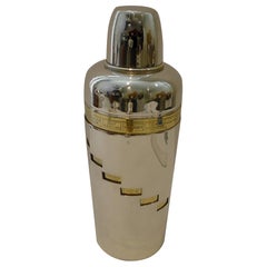 Italian Art Deco Silver and Gold Plated Menu / Recipe Cocktail Shaker