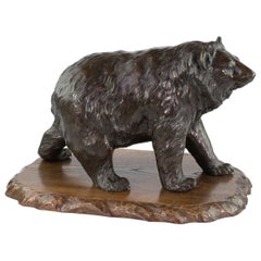 Large Japanese Bronze Bear Okimono – Akasofu Gyokko