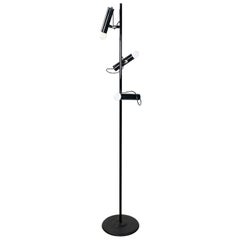 Vintage Italian modern Adjustable 3 lights floor lamp P393 by Luci in black metal, 1970s