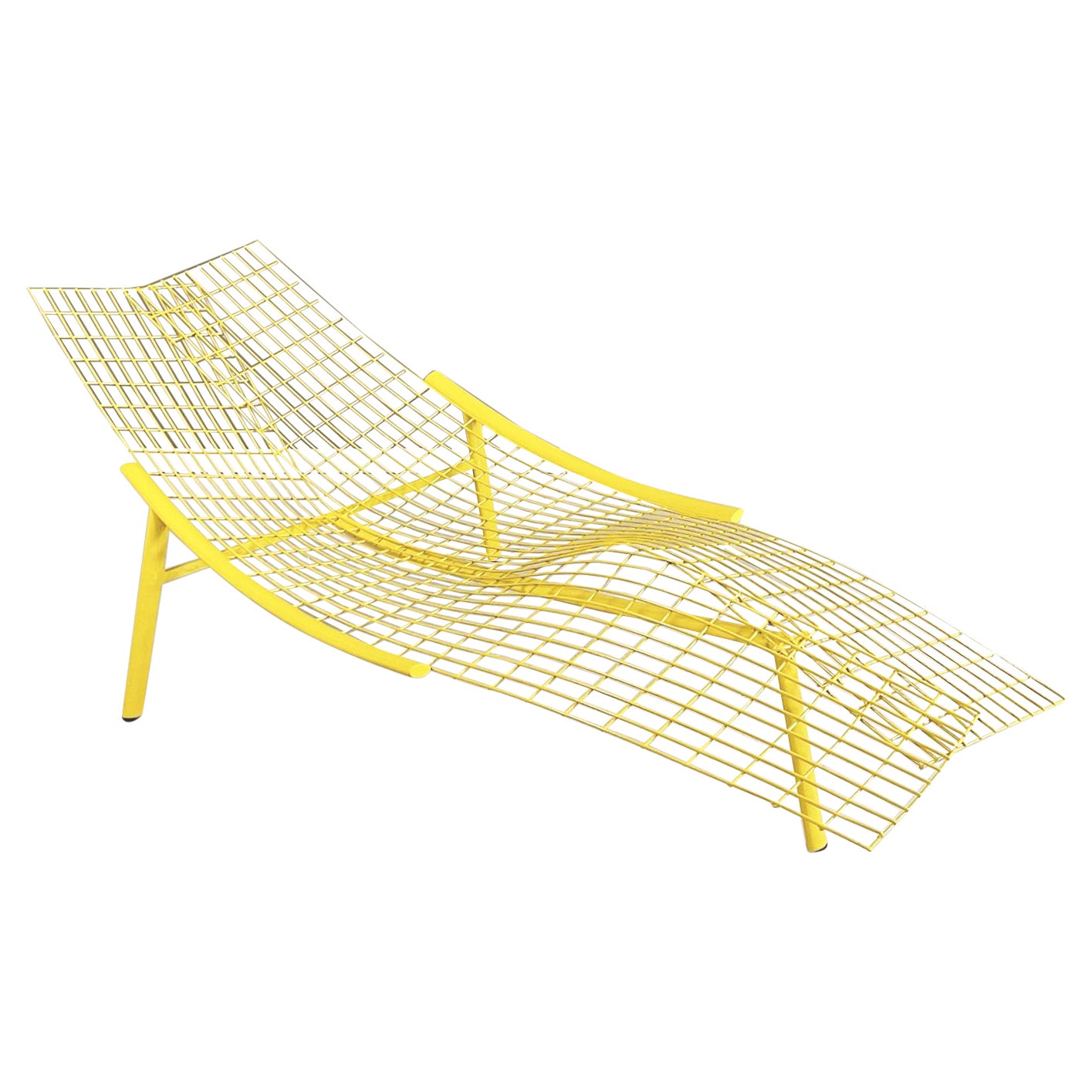 Italian modern Yellow metal Deck chair Swing Rete by Offredi for Saporiti, 1980s For Sale