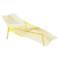 Retro Italian modern Yellow metal Deck chair Swing Rete by Offredi for Saporiti, 1980s