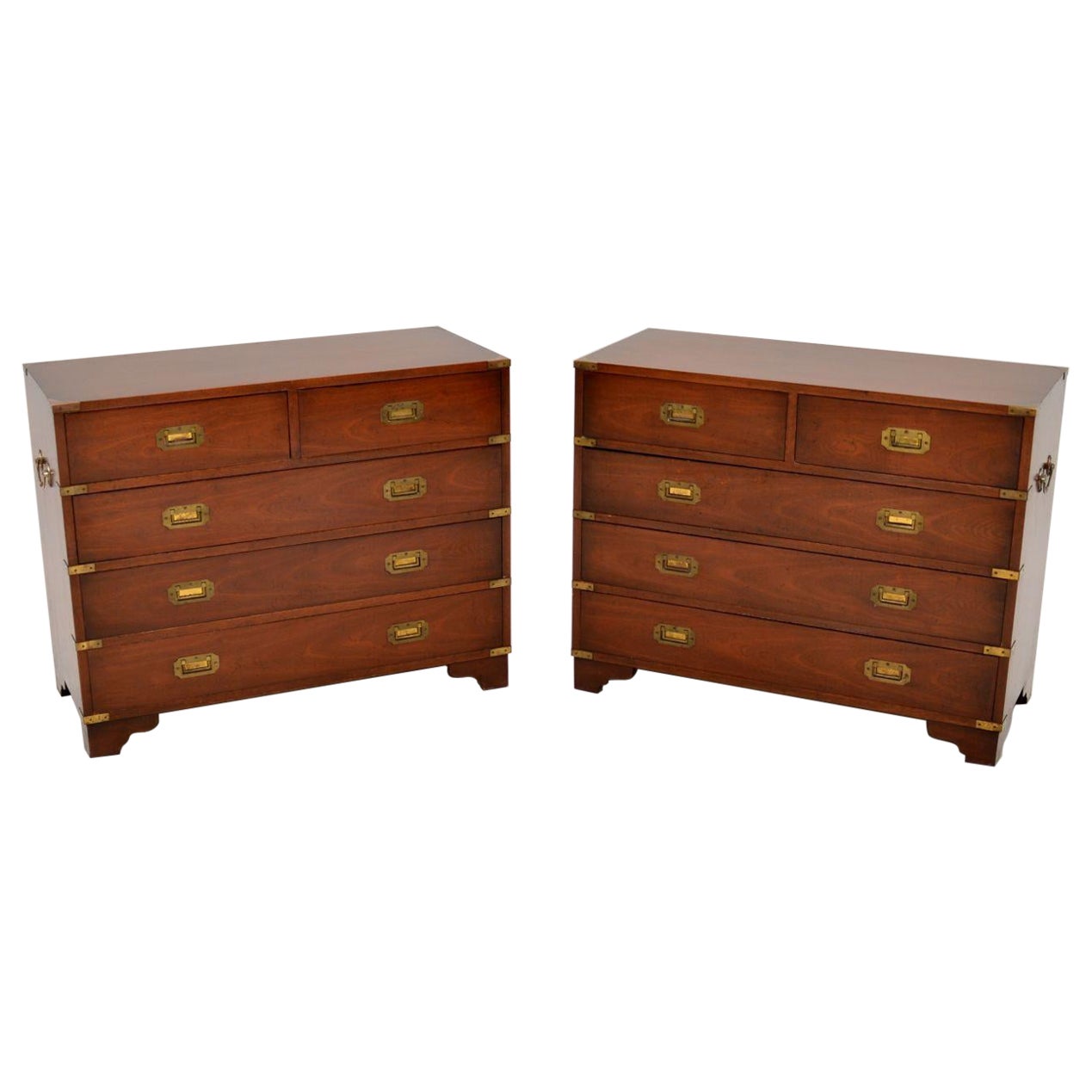 Pair of Antique Military Campaign Style Chest of Drawers