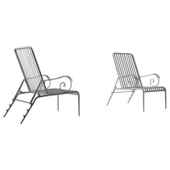 Vintage Italian white metal reclining garden chairs, 1950s