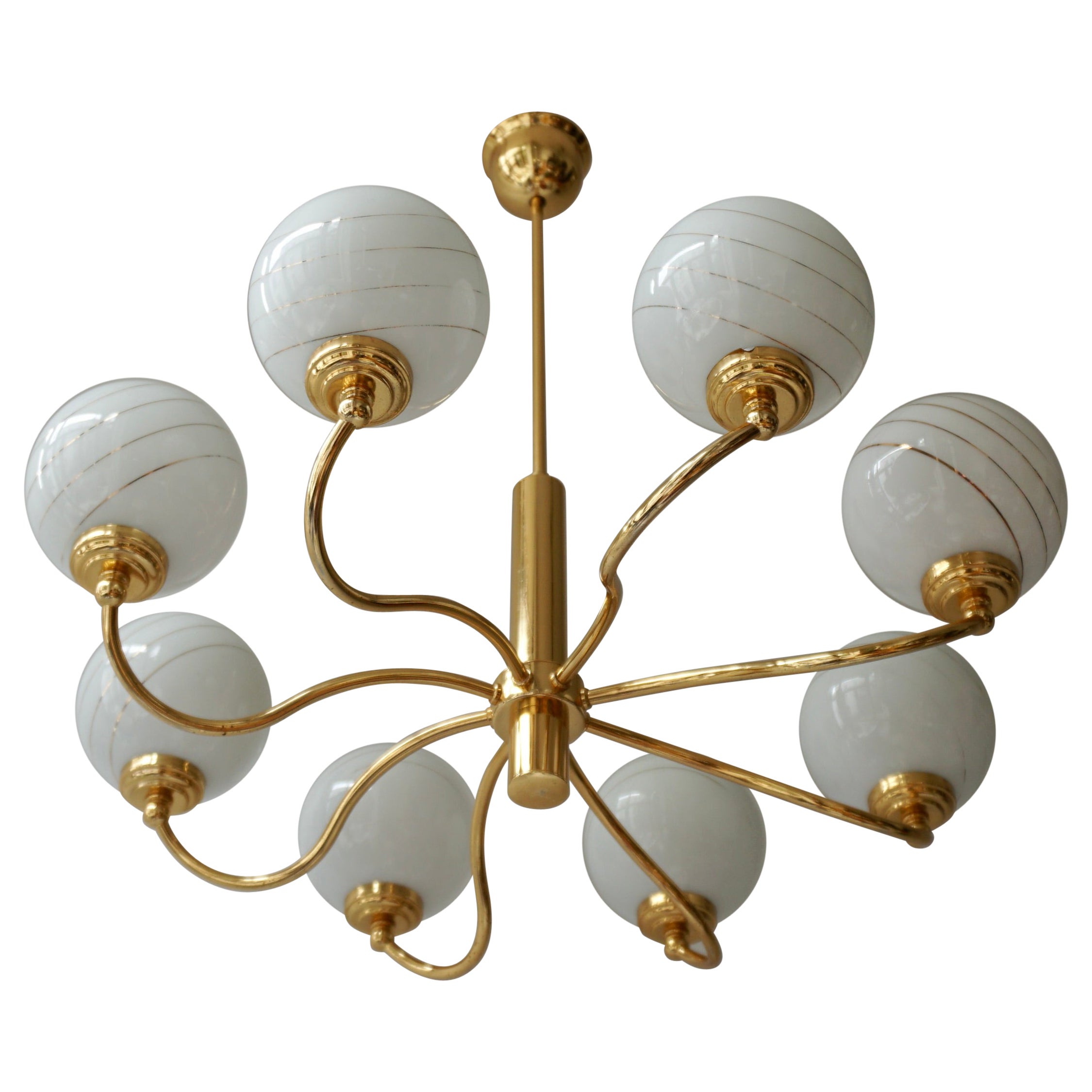 Murano Glass and Brass Chandelier, 1970s, Italy For Sale
