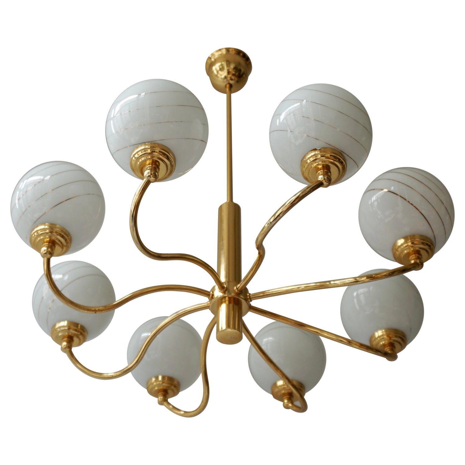 Italian Ceramic and Brass Pineapple Chandelier, circa 1970s For