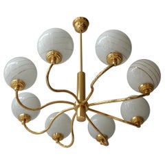 Murano Glass and Brass Chandelier, 1970s, Italy