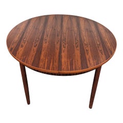 Vintage Danish Mid Century Round Rosewood Dining Table w 2 Leaves - 082399