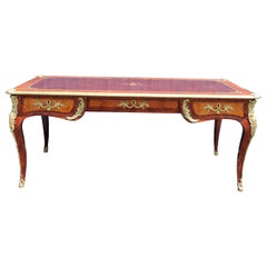 Superb Gold Embossed Leather Top Bronze Mounted Rosewood Bureau Plat Desk