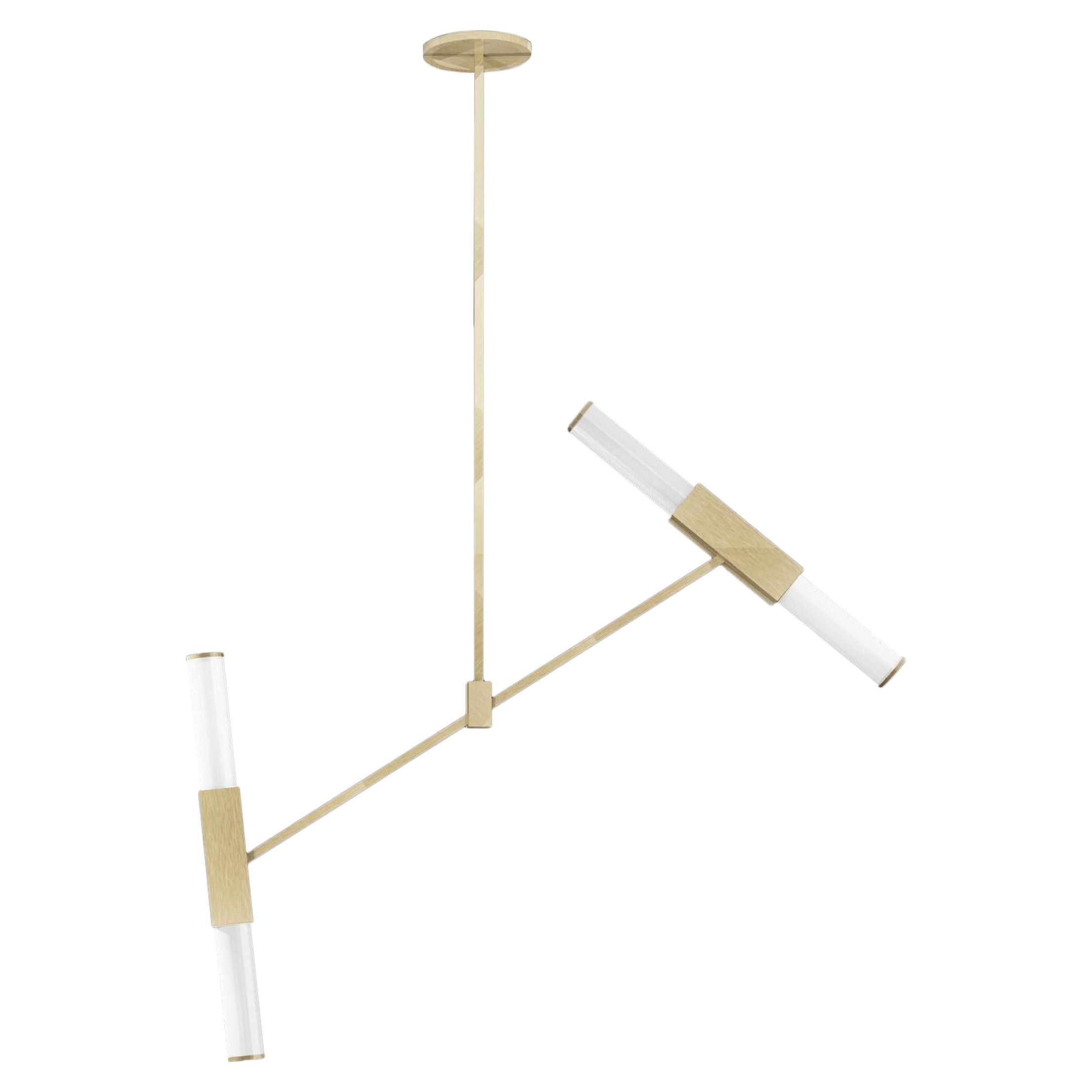 Imagin Tubular Pendant Light in Brushed Brass and Frosted Glass For Sale