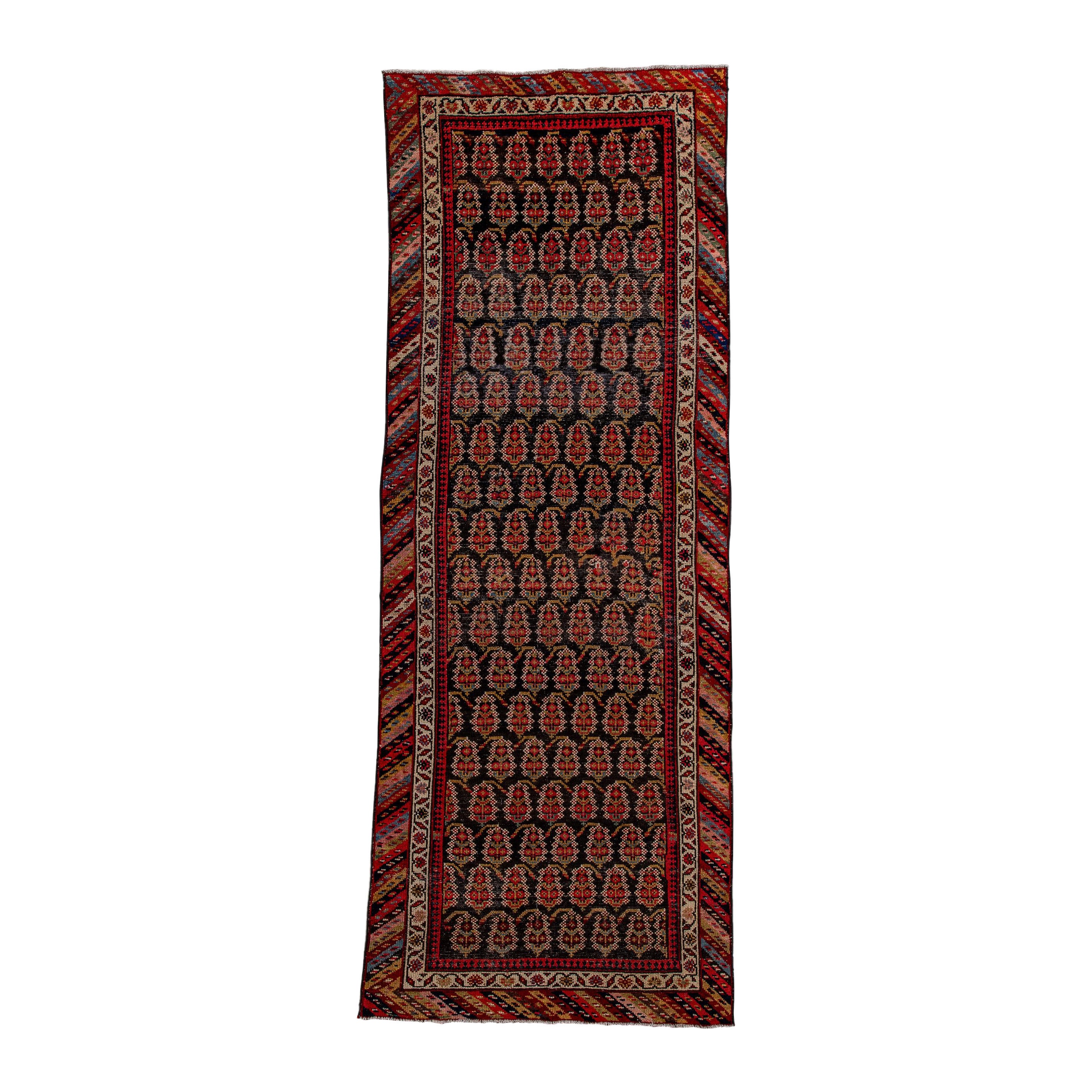 Authentic Rustic Malayer Rug with Deep Blue Field and Colorful Border ...
