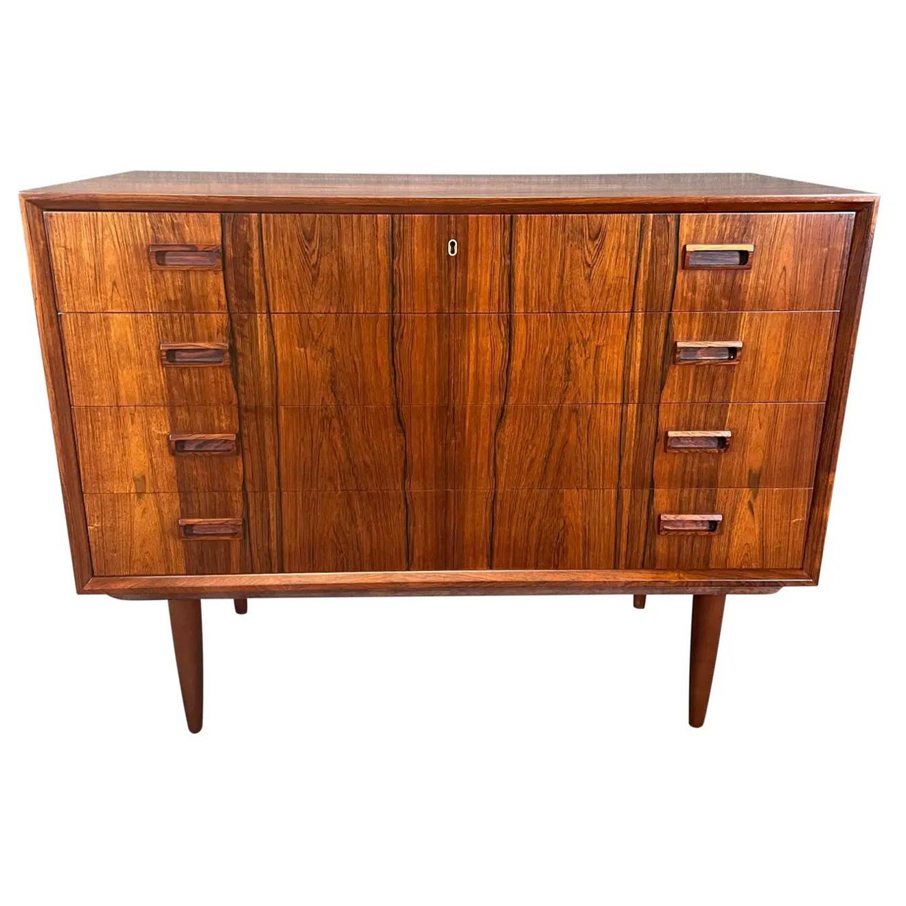 Vintage Danish Mid Century Modern Rosewood Lowboy Dresser For Sale