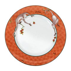 4 Le Cirque Orange 12" Monkey Service Plates With Lattice By Sasaki Japan 