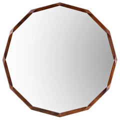 Mid-Century Italian Dodecagonal Teak Mirror by Dino Cavalli, 1960s