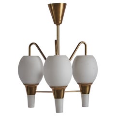 Bent Karlby, Chandelier, Brass, Metal, Glass, Denmark, 1960s