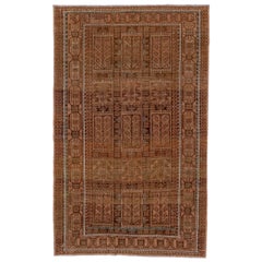 Vintage Nomadic Belouch Rug with Coral Brown Colors