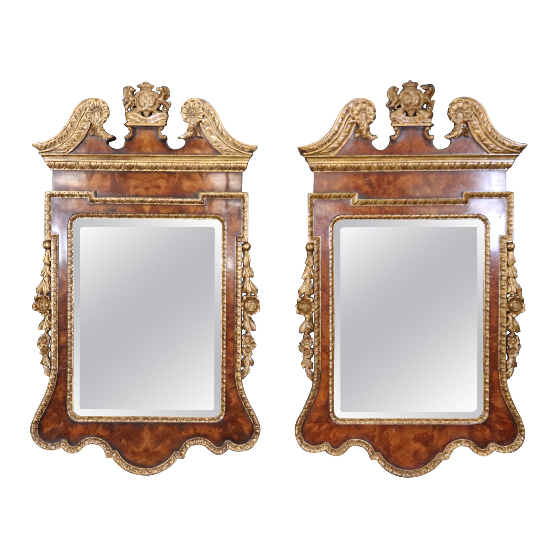 Pair of Superb Federal Style Gilded Georgian Mahogany Wall Mirrors 