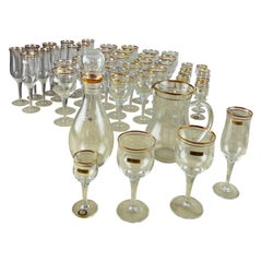 Retro Hand-decorated crystal glass set, Italy, 1950s, 48 pieces