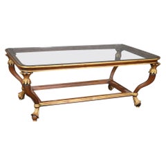 Fine Quality Gilded French Empire Style Rectangular Glass Top Coffee Table 