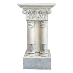 Antique Neoclassical Painted Wood Pedestal / Plant Stand