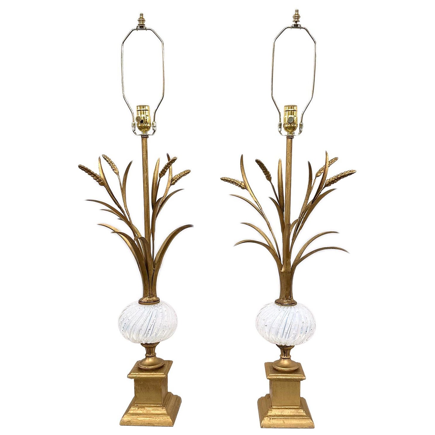 Pair of Gilt Metal lamps For Sale