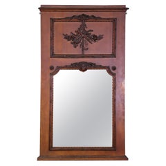 Retro French Louis XV Painted Trumeau Style Wall Mirror 