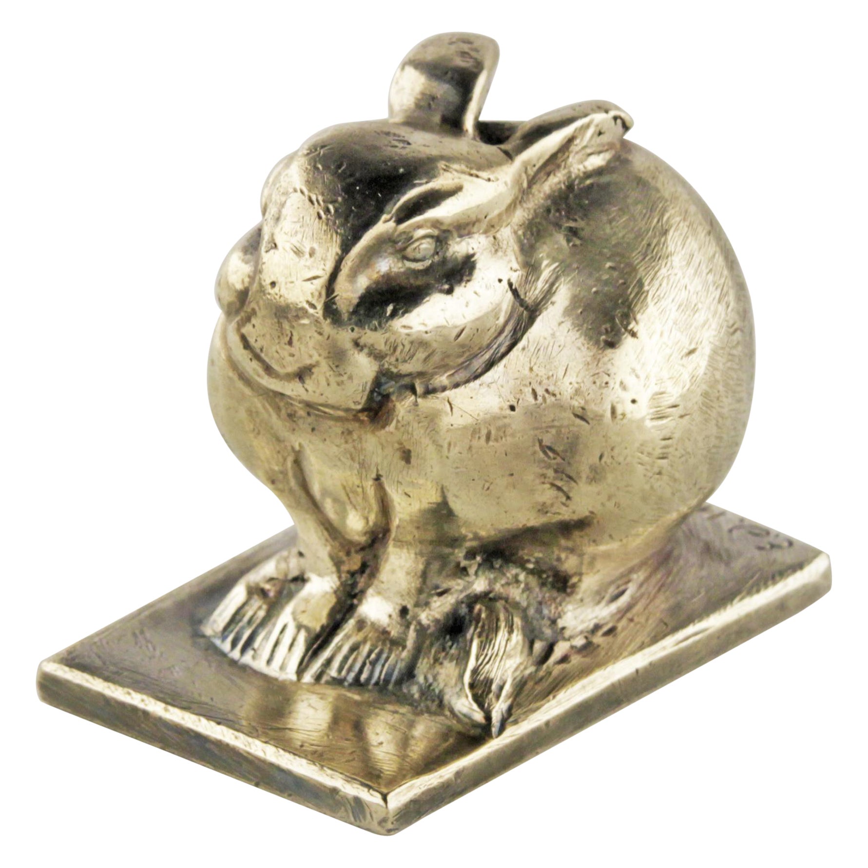 Art Déco Silvered Bronze Rabbit Sculpture by Animalier Swiss Author E.M. Sandoz