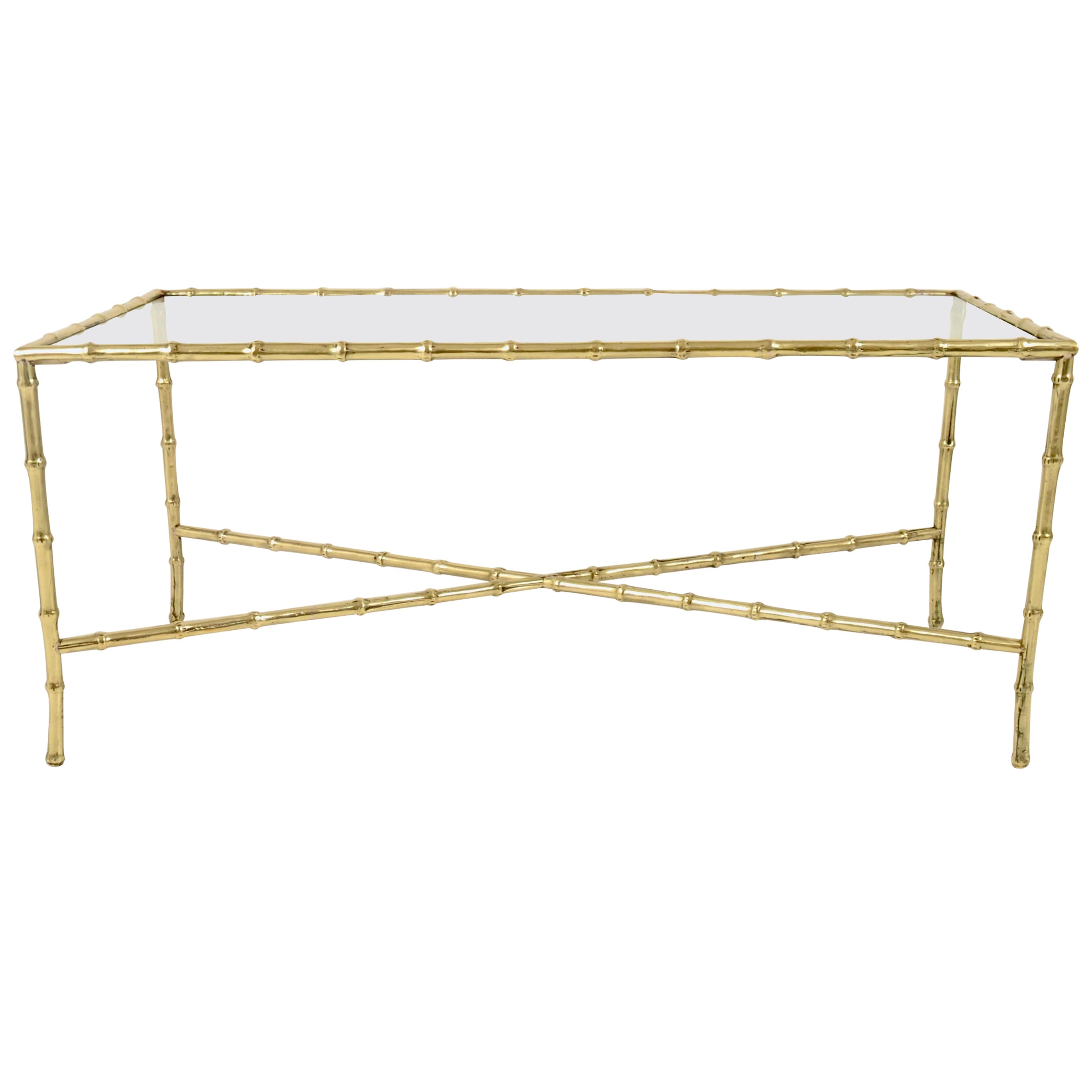 Maison Bagues Style Bras Faux Bamboo Cocktail Table For Sale