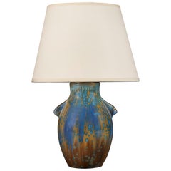 A Blue Ceramic Pierrefonds Crystalline Glaze Table Lamp