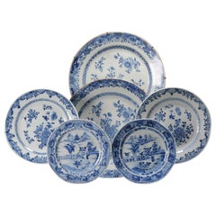 Juego de 6 Platos Antiguos de Porcelana China Azul Blanca de Yongzheng/Qianlong