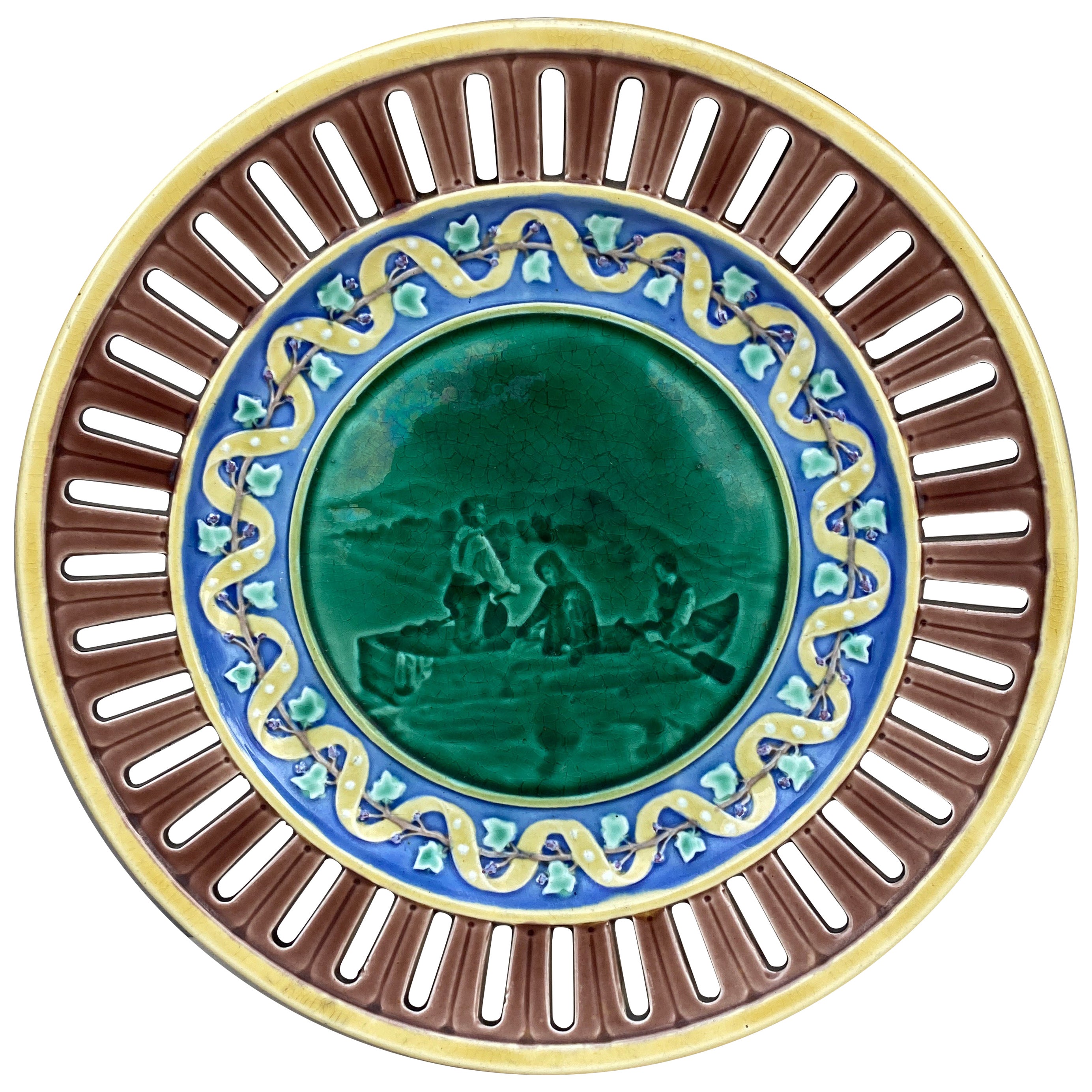 19th Century Majolica Reticulated Plate Wedgwood