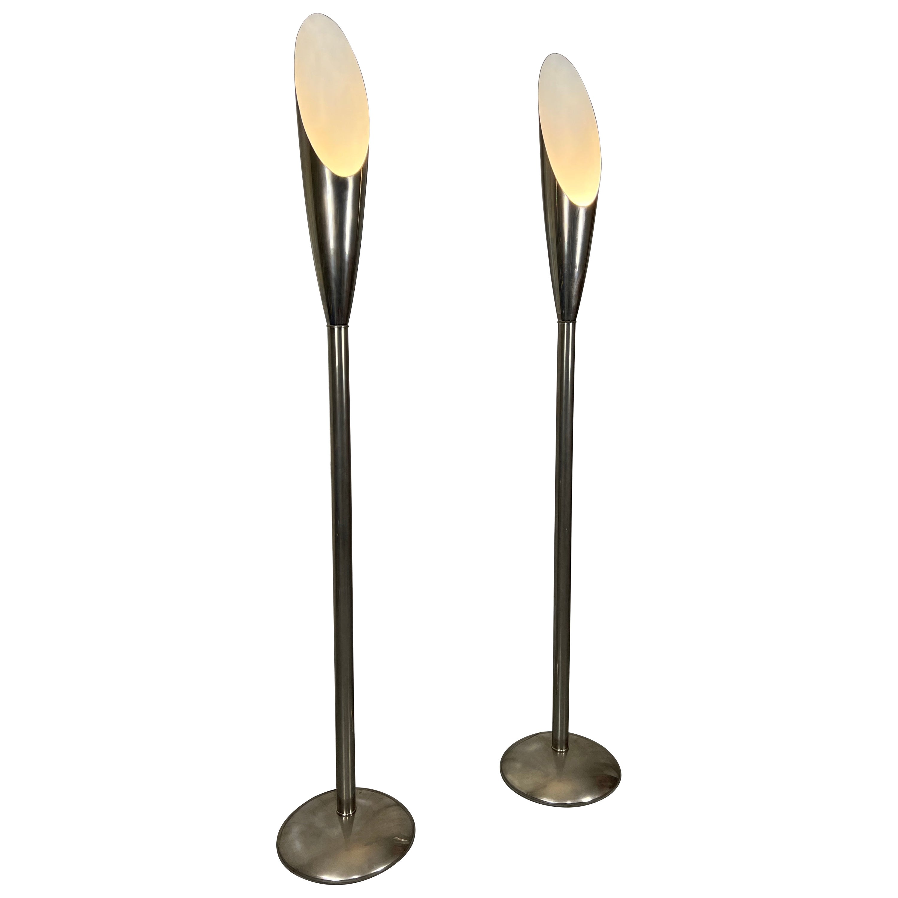 Modernist Aluminum Torchère Floor Lamps For Sale