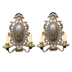 1900’s Caldwell Silver Plated Engraved Sconces