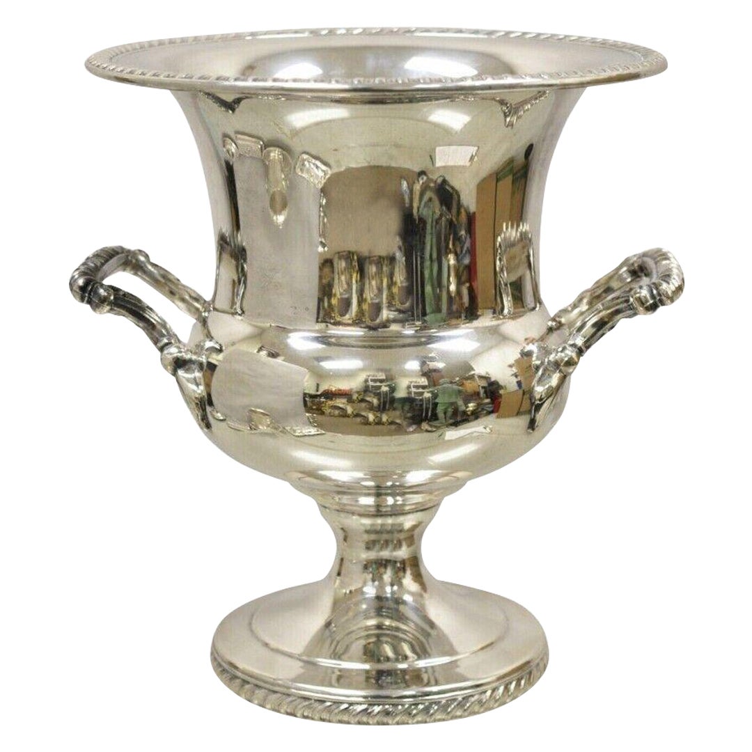 Vintage WM Rogers Regency Style Silver Plated Champagne Chiller Wince Ice Bucket For Sale