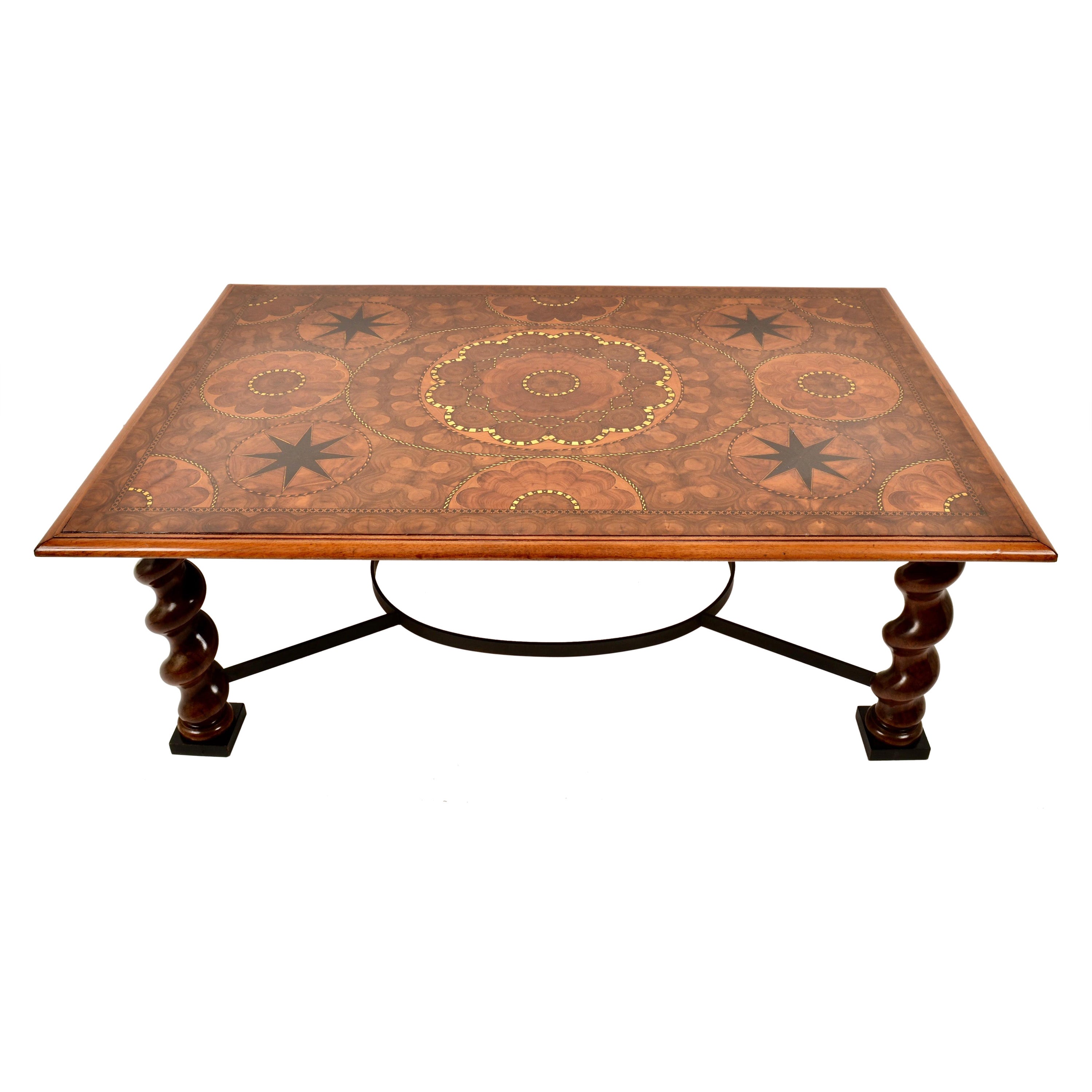 Continental Inlaid Burl-wood Cocktail Table For Sale