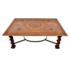 Continental Inlaid Burl-wood Cocktail Table