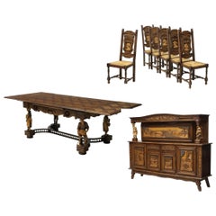 Frühe 1900er Jahre Französisch Breton, Set von 8, Sideboard, Tisch, 6 Stühle, Dining Set!!!