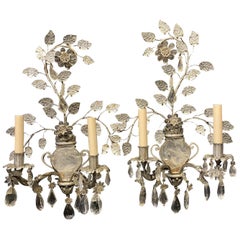 1920s Bagues Sconces With Rock Crystals