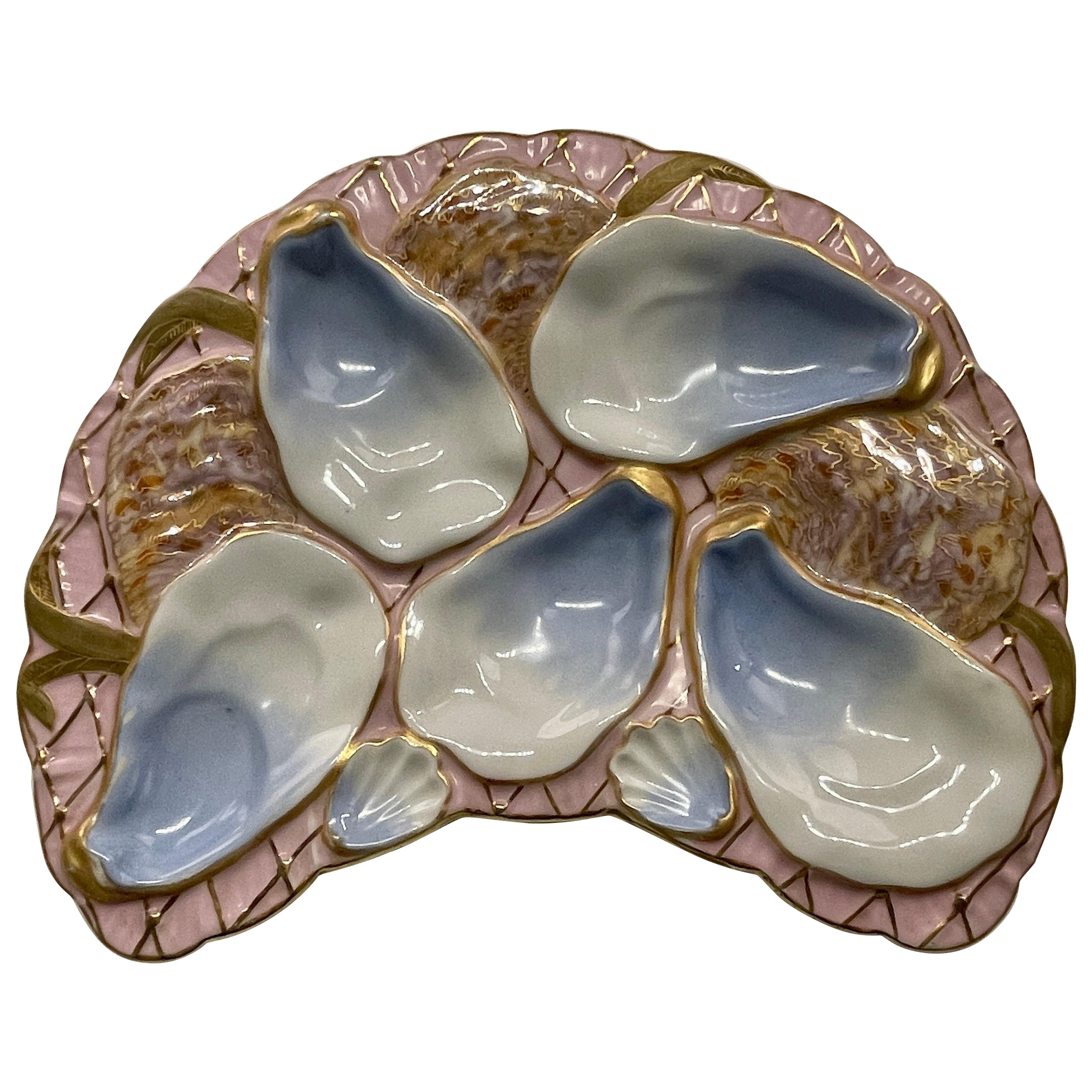 Un Limoges français  Assiette à huîtres en porcelaine, Wilhem & Graef, NY